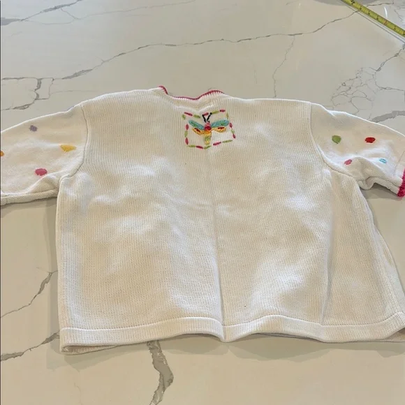 Vintage White Short Sleeve Cardigan Sweater Colorful Insects π π π¦ π π·οΈ π» - Picture 11 of 16